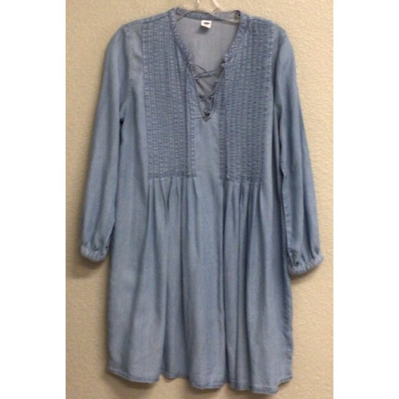 Old Navy Pintuck Chambray Tunic Dress Sz Small Knee Length - Picture 10 of 11